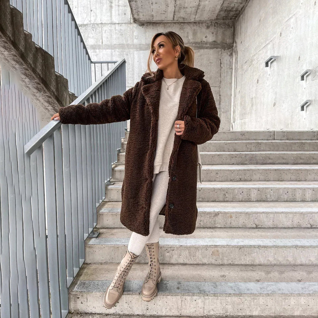 Women's Long Teddy Coat for Winter