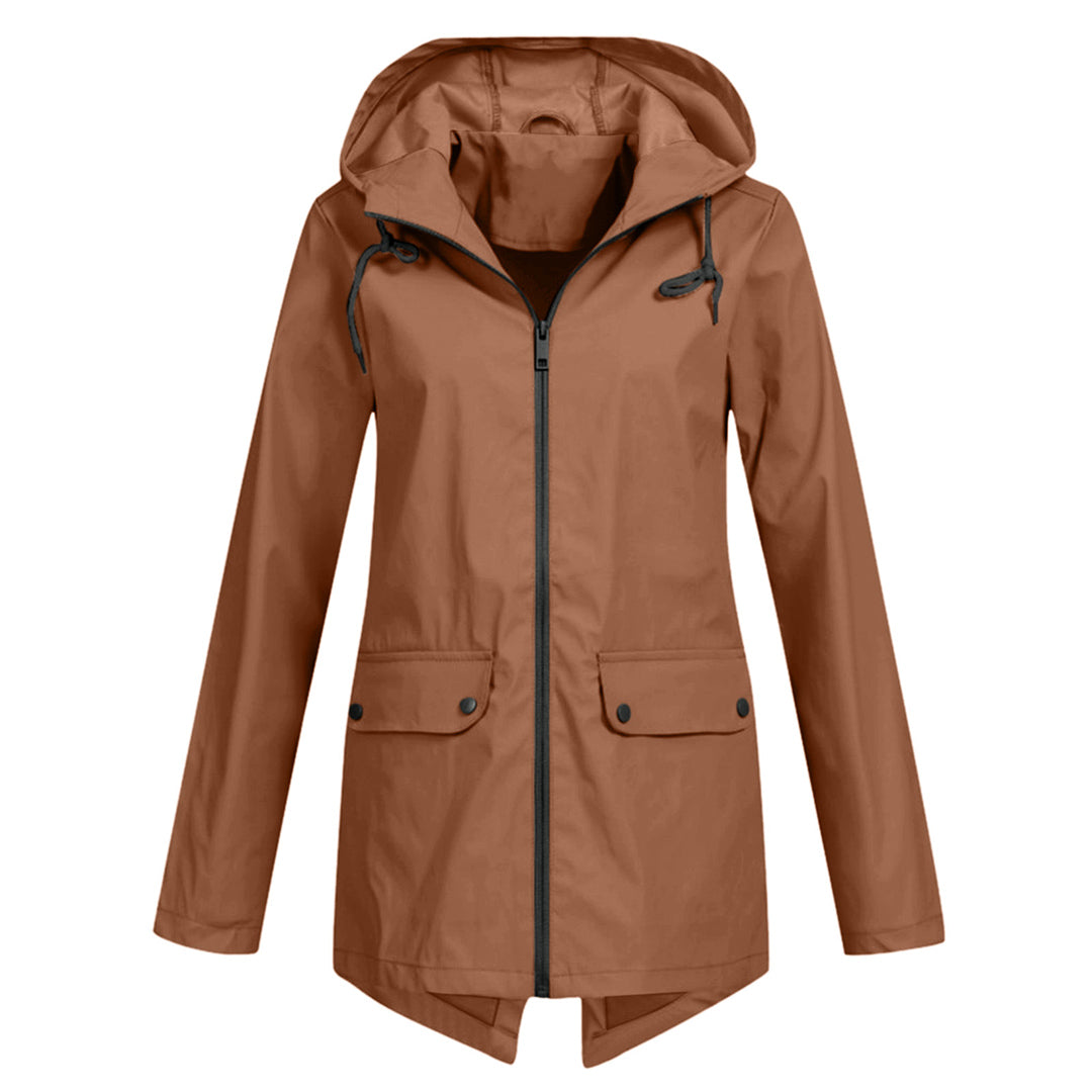 Women's Long Hooded Raincoat for Winter