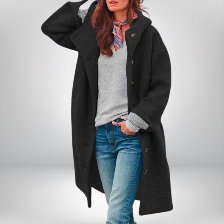 Eleanor™ | Μακρυμάνικο Μελανζέ Παλτό με Κουμπιά