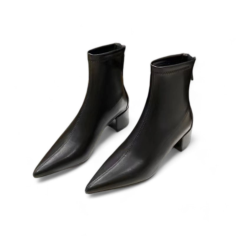 Stylish women's pointed toe fashion boots with back zipper closure
