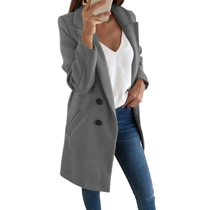 Felicia - Elegant Long Blazer Coat For Stylish Appearances - Grey / 32