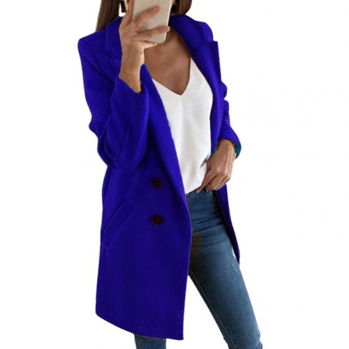 Felicia - Elegant Long Blazer Coat For Stylish Appearances - Sapphire blue / 32